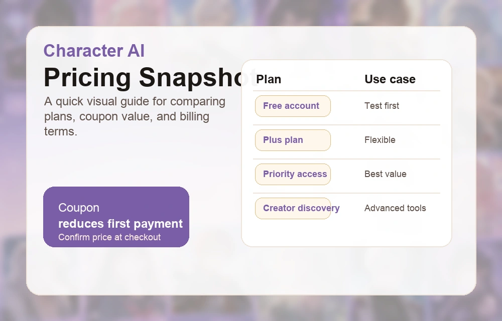 Character AI pricing and coupon discount