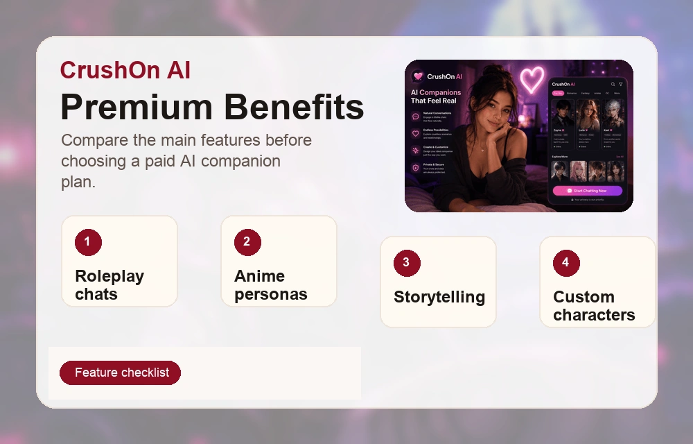CrushOn AI features and premium benefits