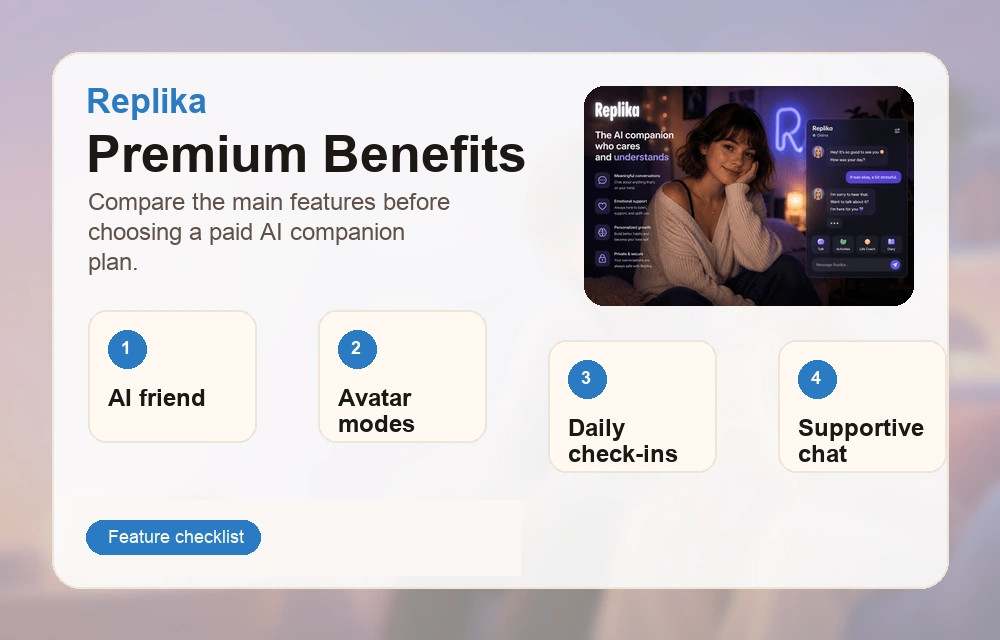 Replika features and premium benefits